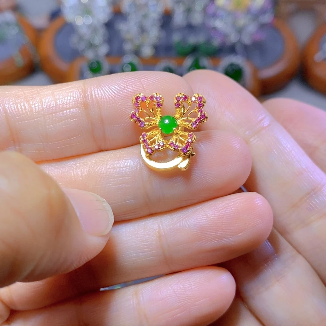 翡翠颈饰银S925镶嵌天然翡翠