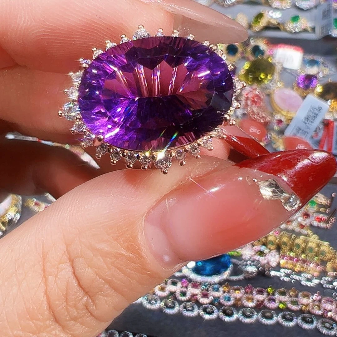 银S925镶嵌戒指紫晶
