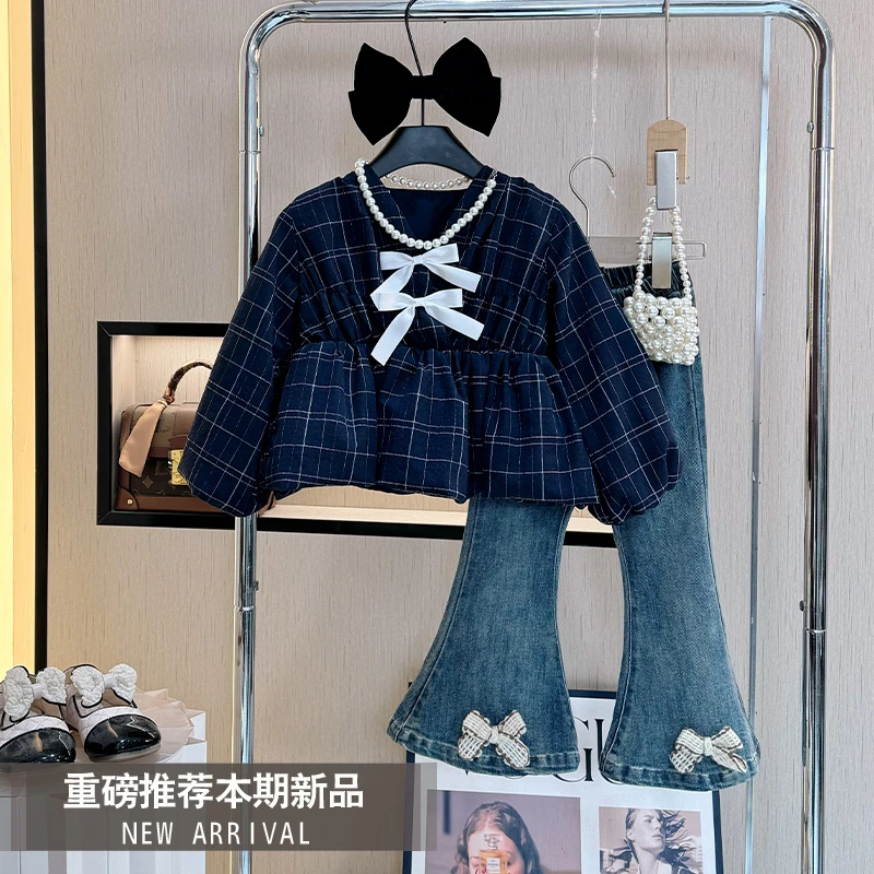女童装秋款套装2025新款长袖洋气小女孩外套儿童秋季牛仔裤两件套