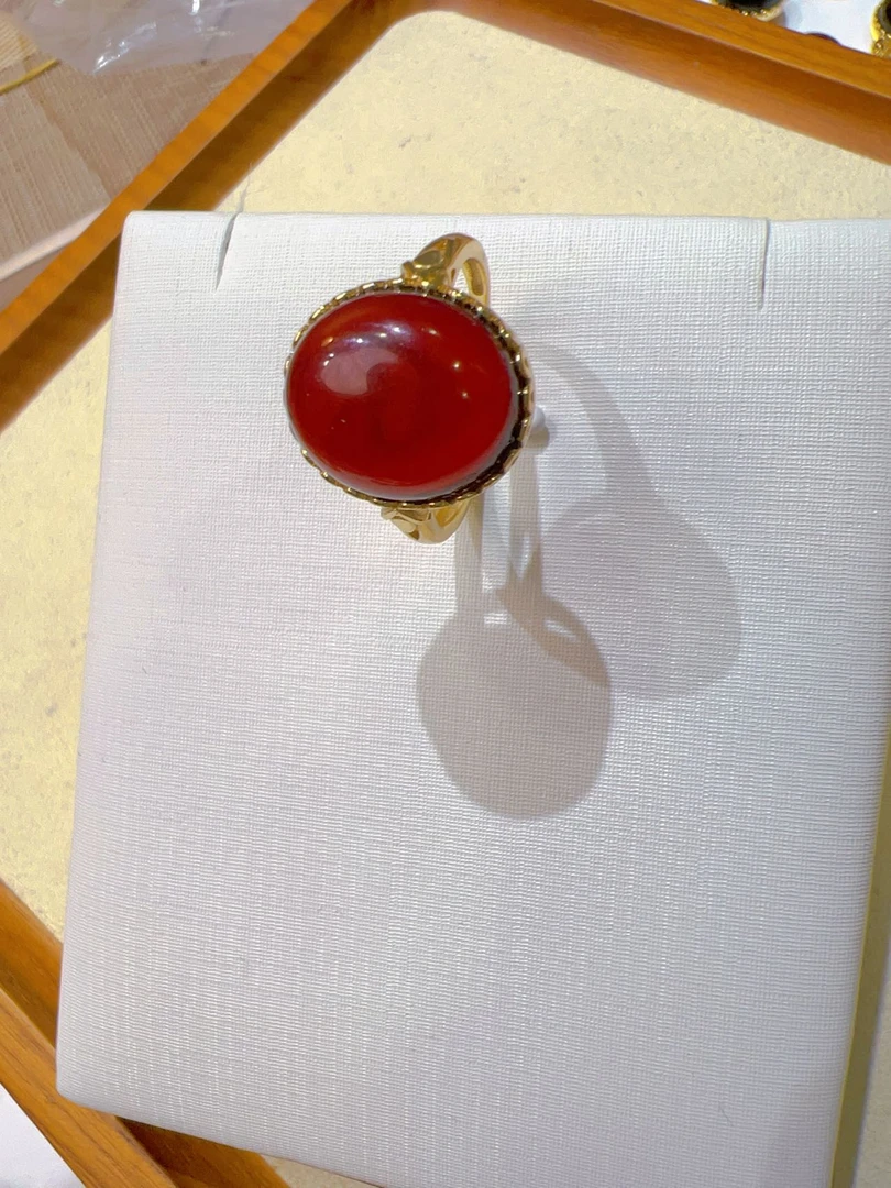 【包邮】天然琥戒指链女士挂件时尚款长链uzuk血泊2