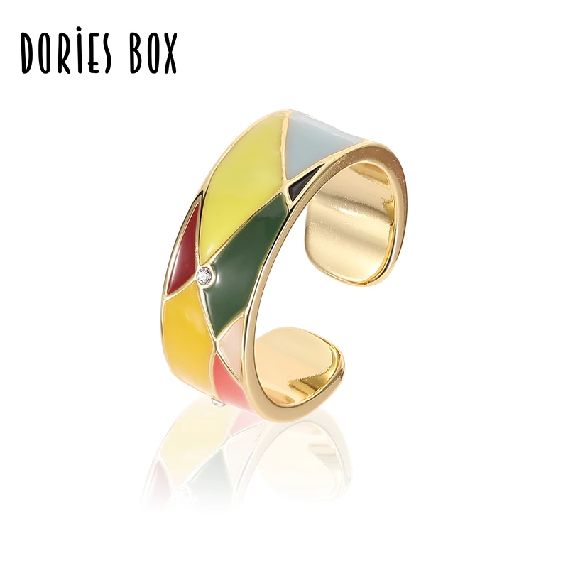 DORIES BOX 铜合金珐琅戒指 郁金香时尚彩色指环生日礼轻奢高级感