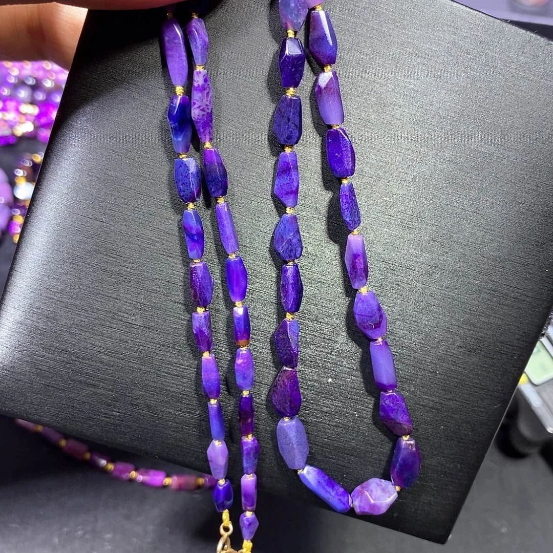 苏纪石（舒俱来）未镶嵌项链蓝紫幻彩钻切项链