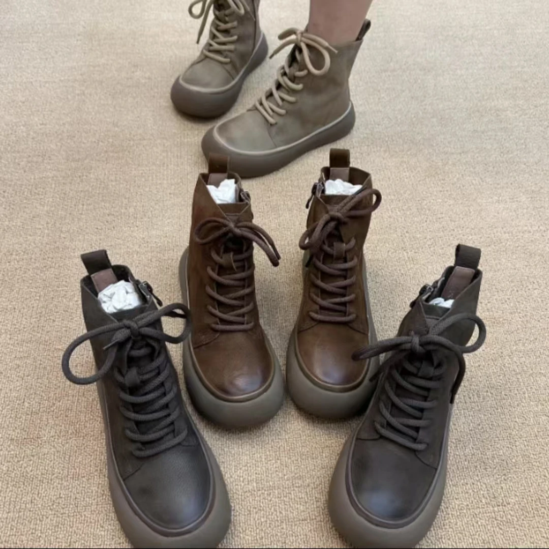 （清/报号链接）厚底真牛皮小胎牛皮果冻大底Q弹舒适百搭女短靴