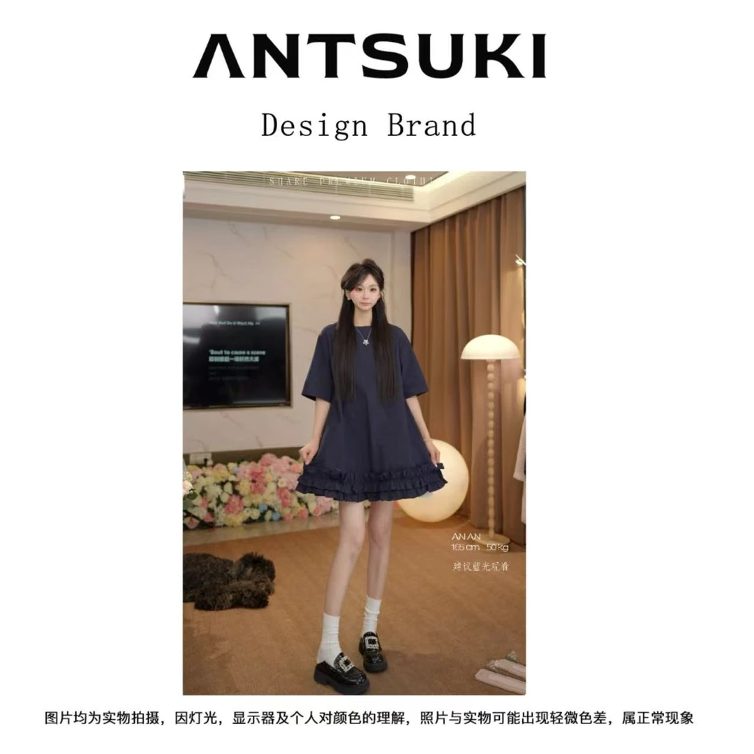 元气少女韩chic简约设计感宽松连衣裙