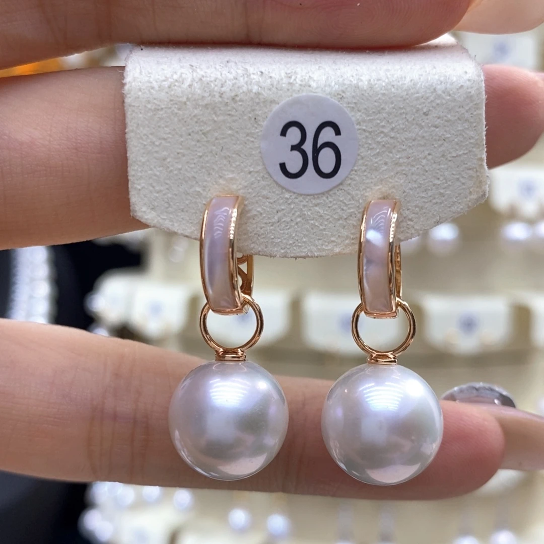 银S925镶嵌淡水珍珠耳饰