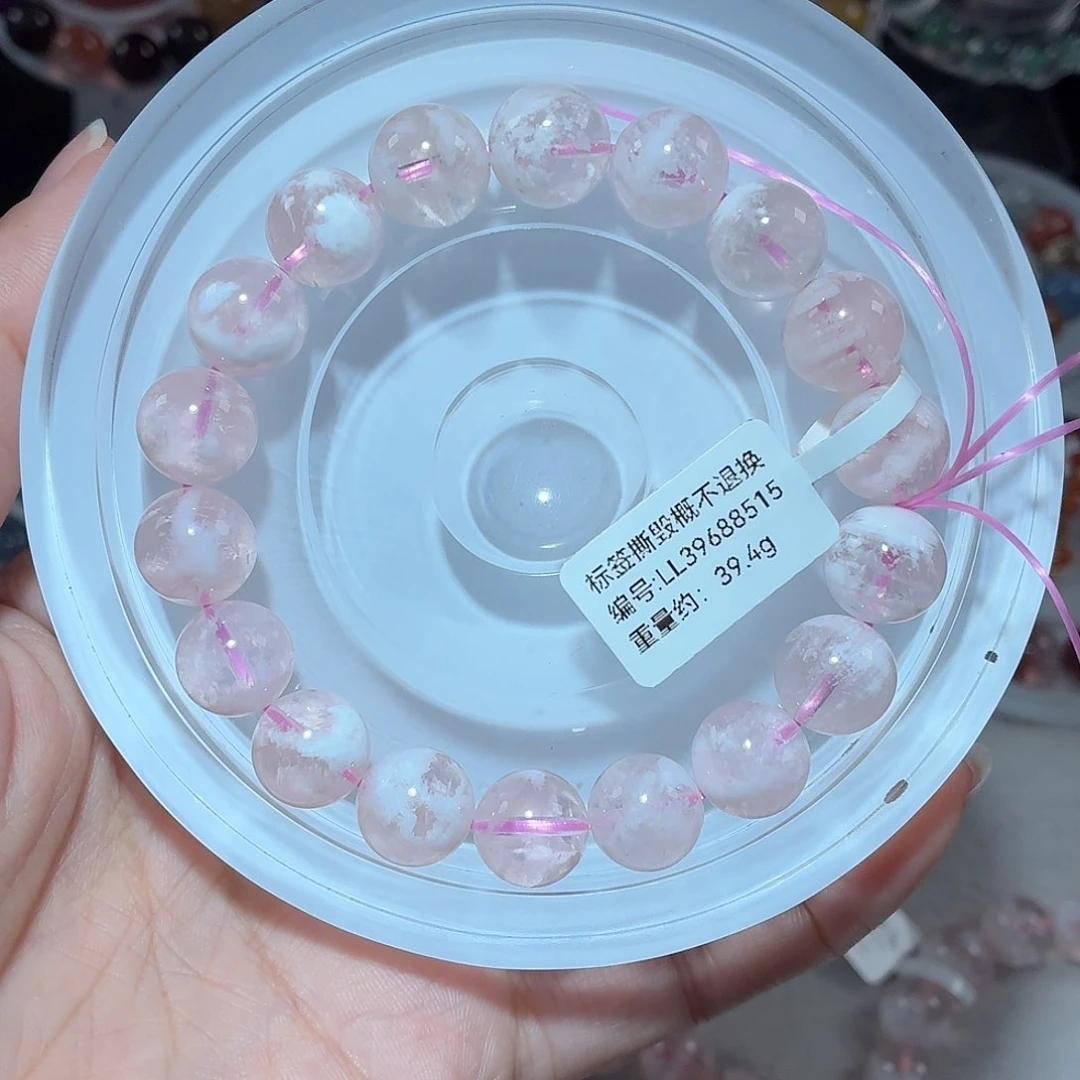 水晶手链未镶嵌粉雪花幽灵手链11.5