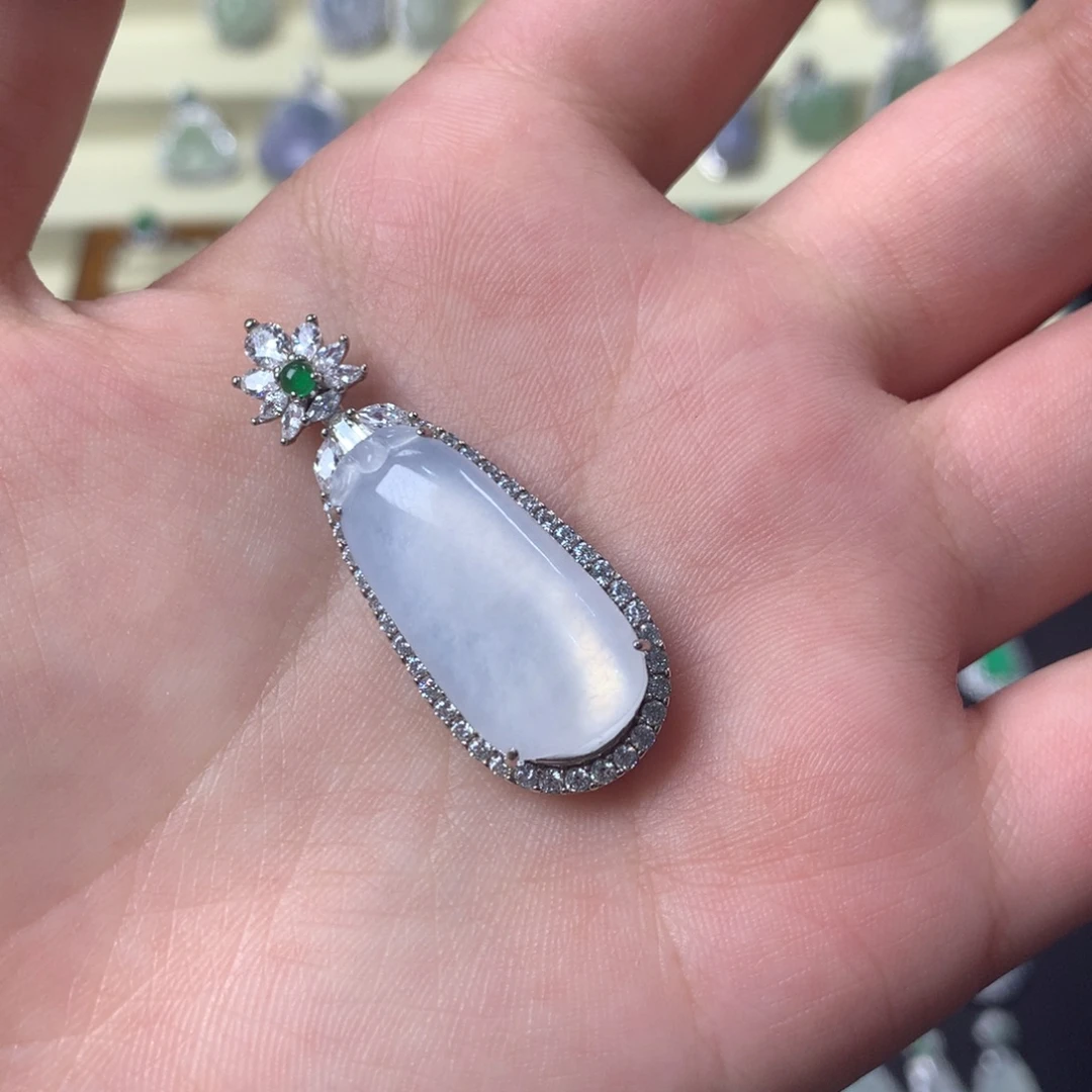 翡翠银S925镶嵌挂件