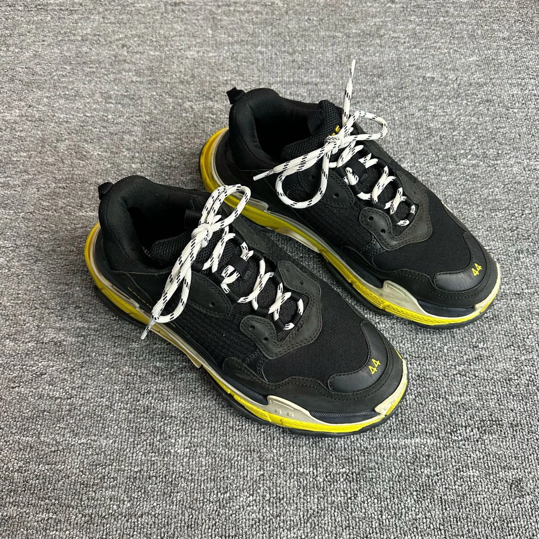 95新 Balenciaga/巴黎世家 Triples黑黄老爹鞋/44码/价9600