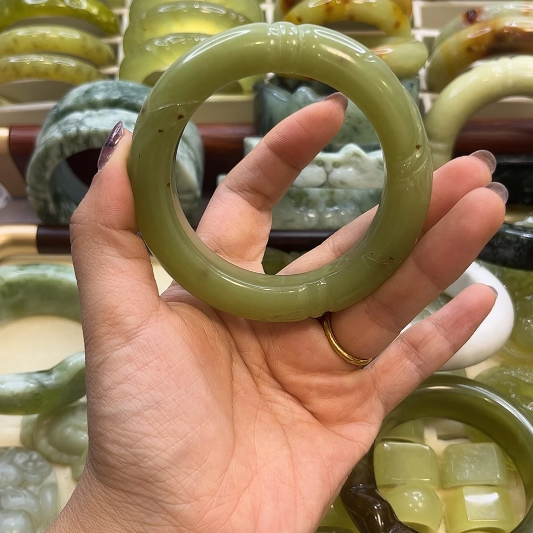 蛇纹石玉未镶嵌手镯2号58.6