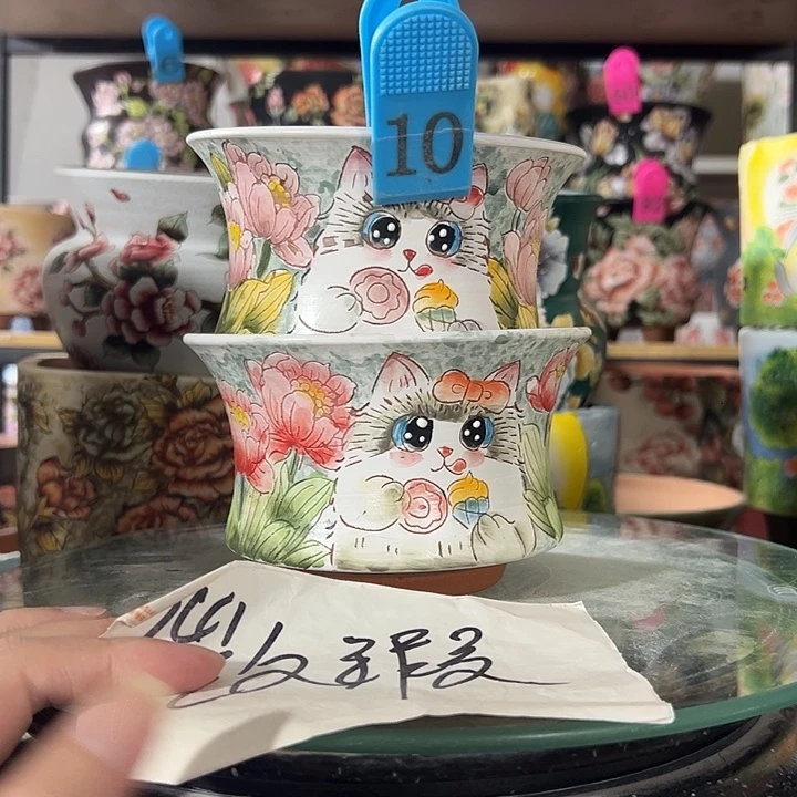 满38包邮 景德镇手绘花盆