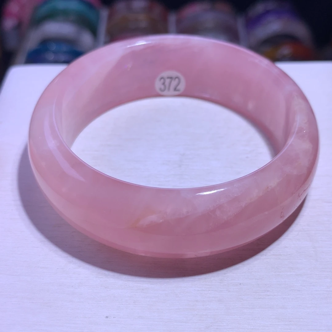 银S925镶嵌手镯水晶老矿粉晶61.2圈372