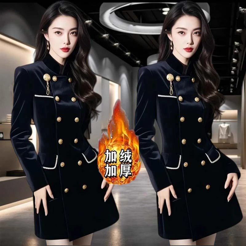 【沐紫】【常规/加绒】秋冬富家千金重要场合赫本风丝绒连衣裙QJ0168