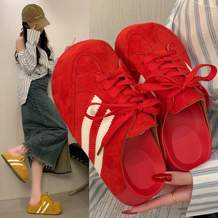 厚底内增高包头半拖鞋女百搭2025新款春夏德训鞋外穿超火勃肯凉拖