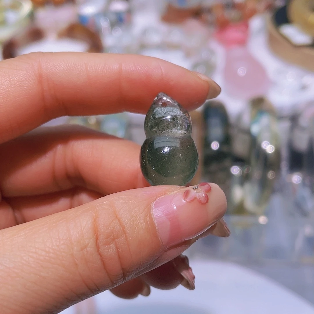 未镶嵌水晶颈饰天然翠幽灵葫芦吊坠