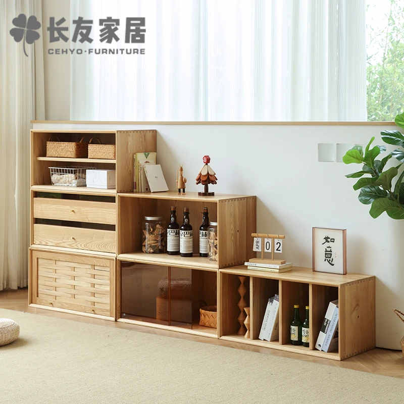 自由搭组合柜电视柜全实木白蜡木台上柜客厅柜子家用原木风斗柜