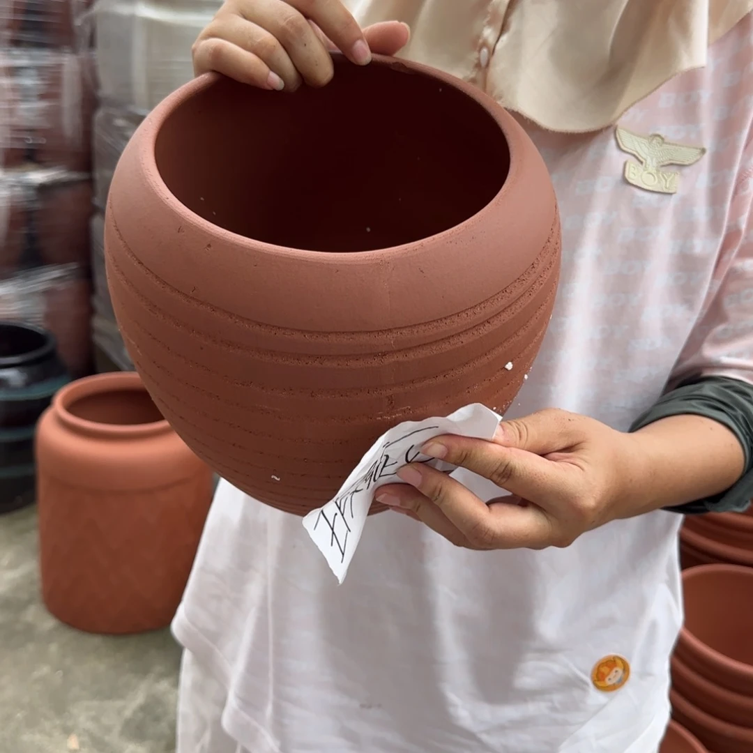 花盆朱泥口20高23宜兴紫砂瑕疵硌皮