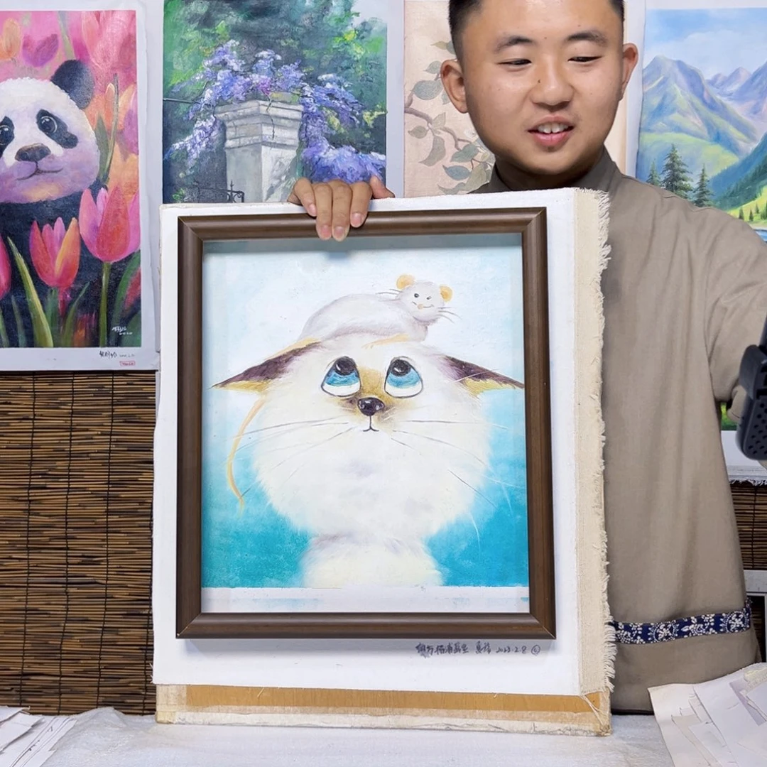 油画行路人小院绘画作品竞拍