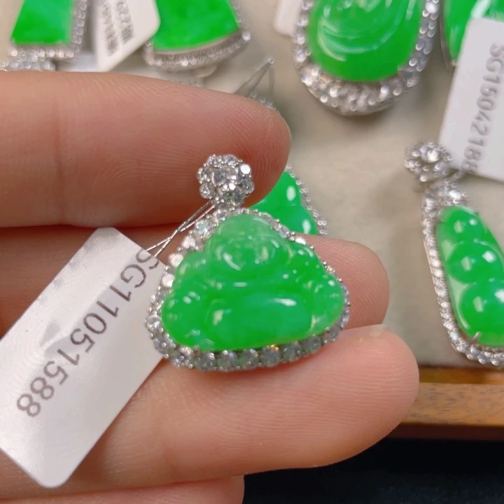 翡翠银S925镶嵌吊坠(不含链)