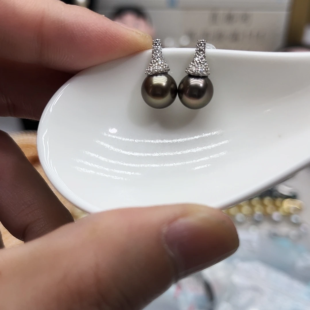 海水珍珠耳饰银S925镶嵌