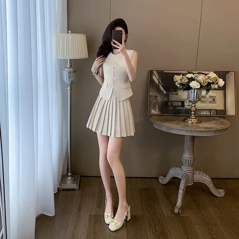 网红洋气炸街女装裙子套装学院风小个子洋气时髦高级感出片两件套