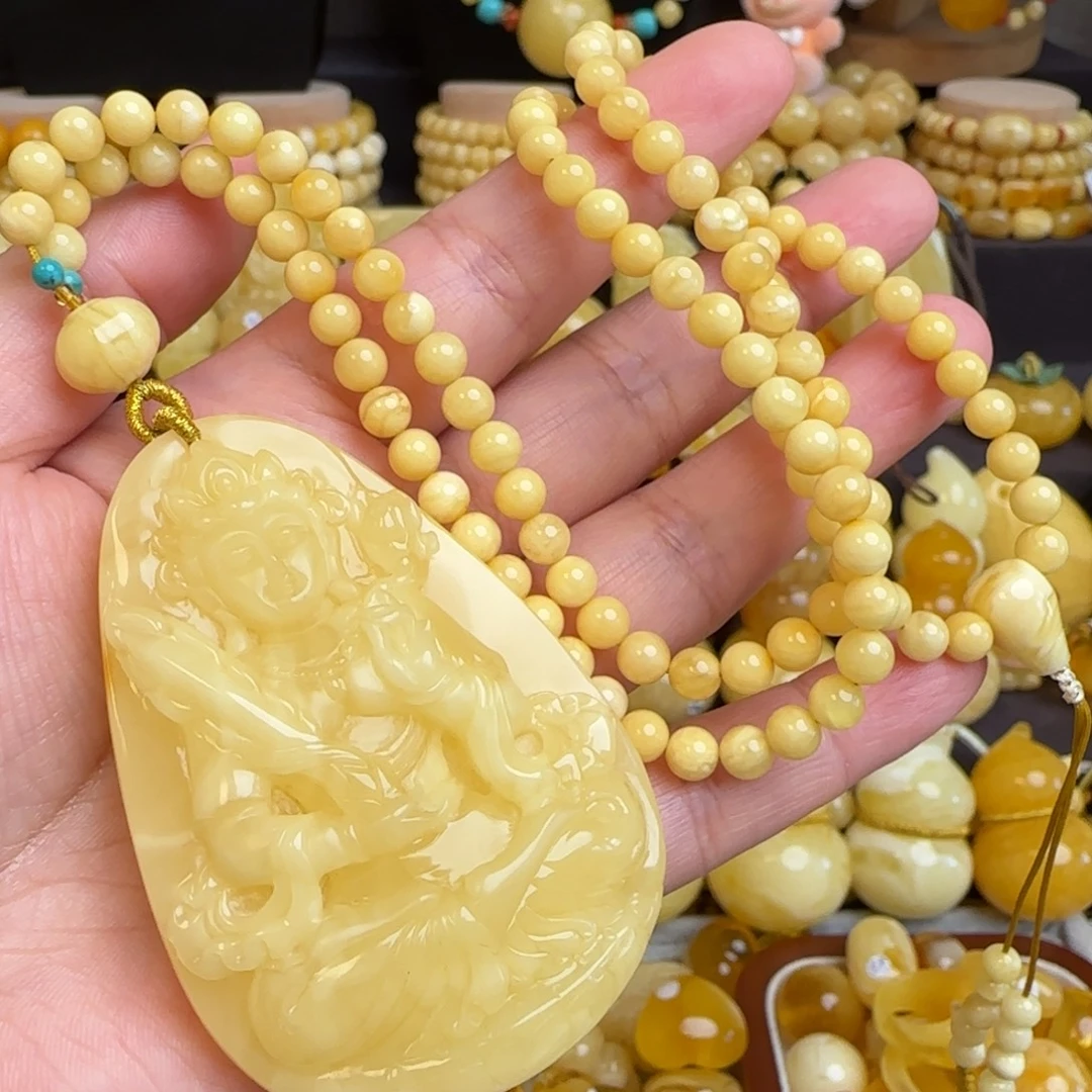 抖***爸琥珀未镶嵌套链蜜蜡吊坠