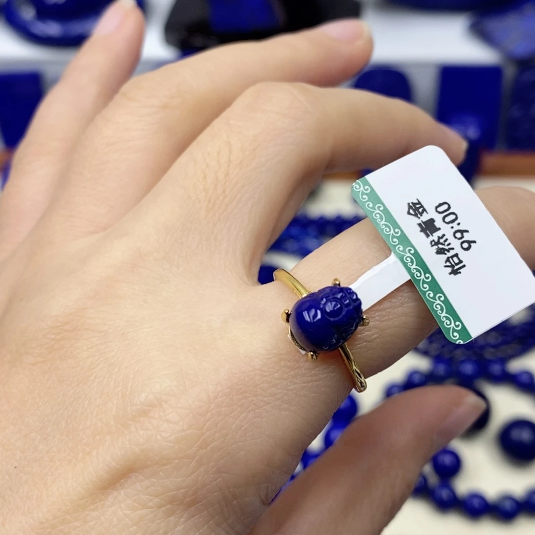 青金石戒指银S925镀金镶嵌