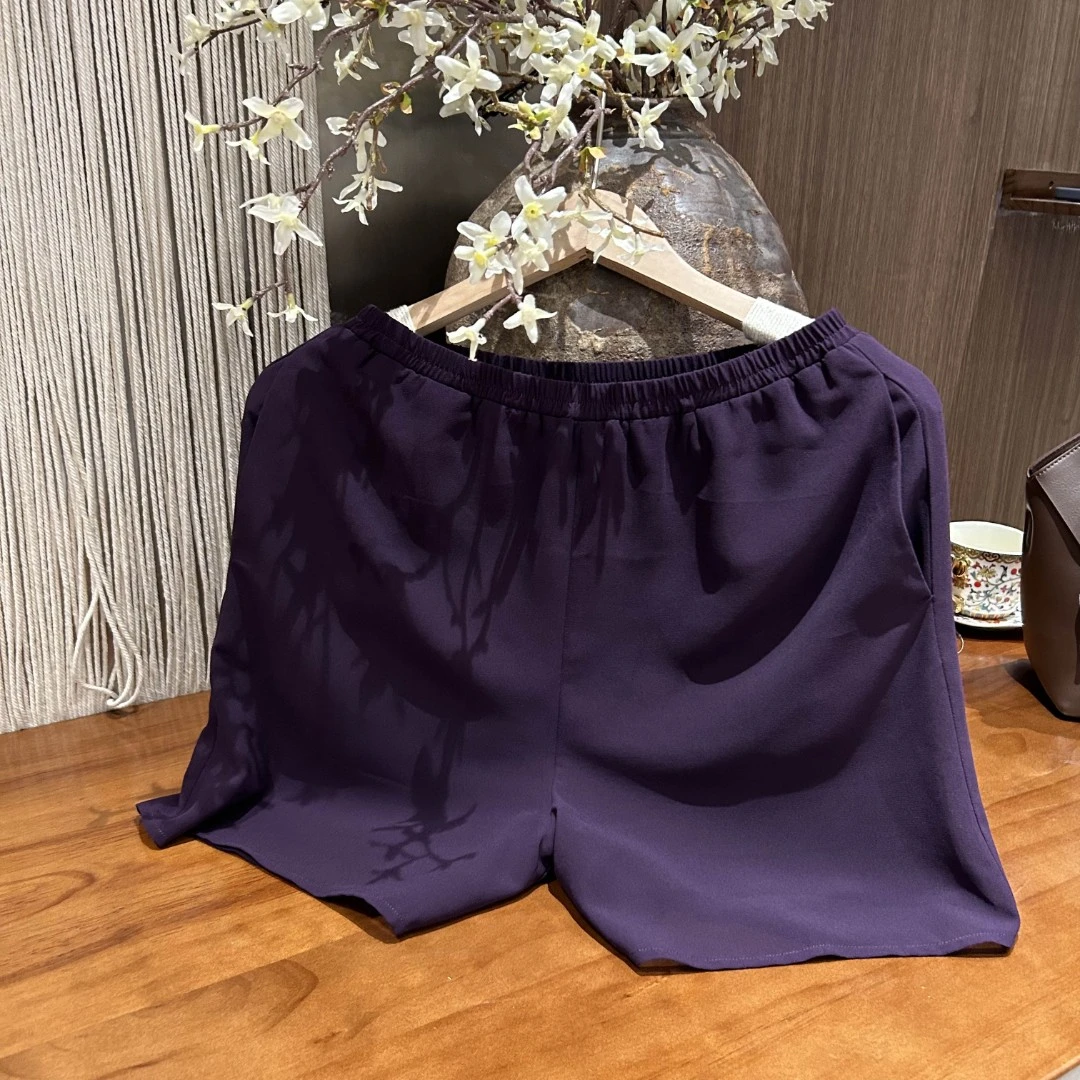 VV&AA 紫色花语 时尚休闲百搭橡筋腰短裤T385