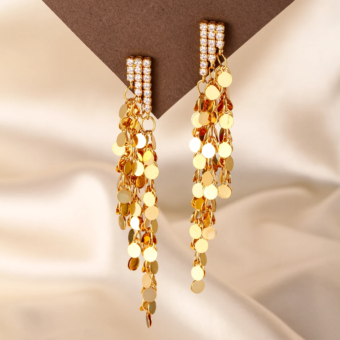 【KEFAN珂梵】欧美风金色长流苏日韩耳环时尚轻奢长款气质耳饰