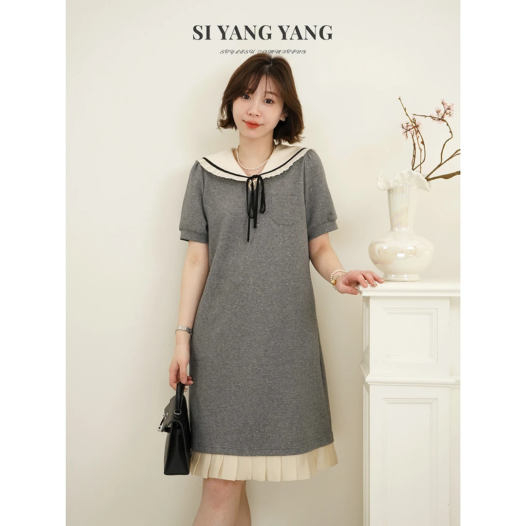 SIYANG亲肤透气海军领撞色新款经典减龄气质连衣裙LYQ504A003SYY