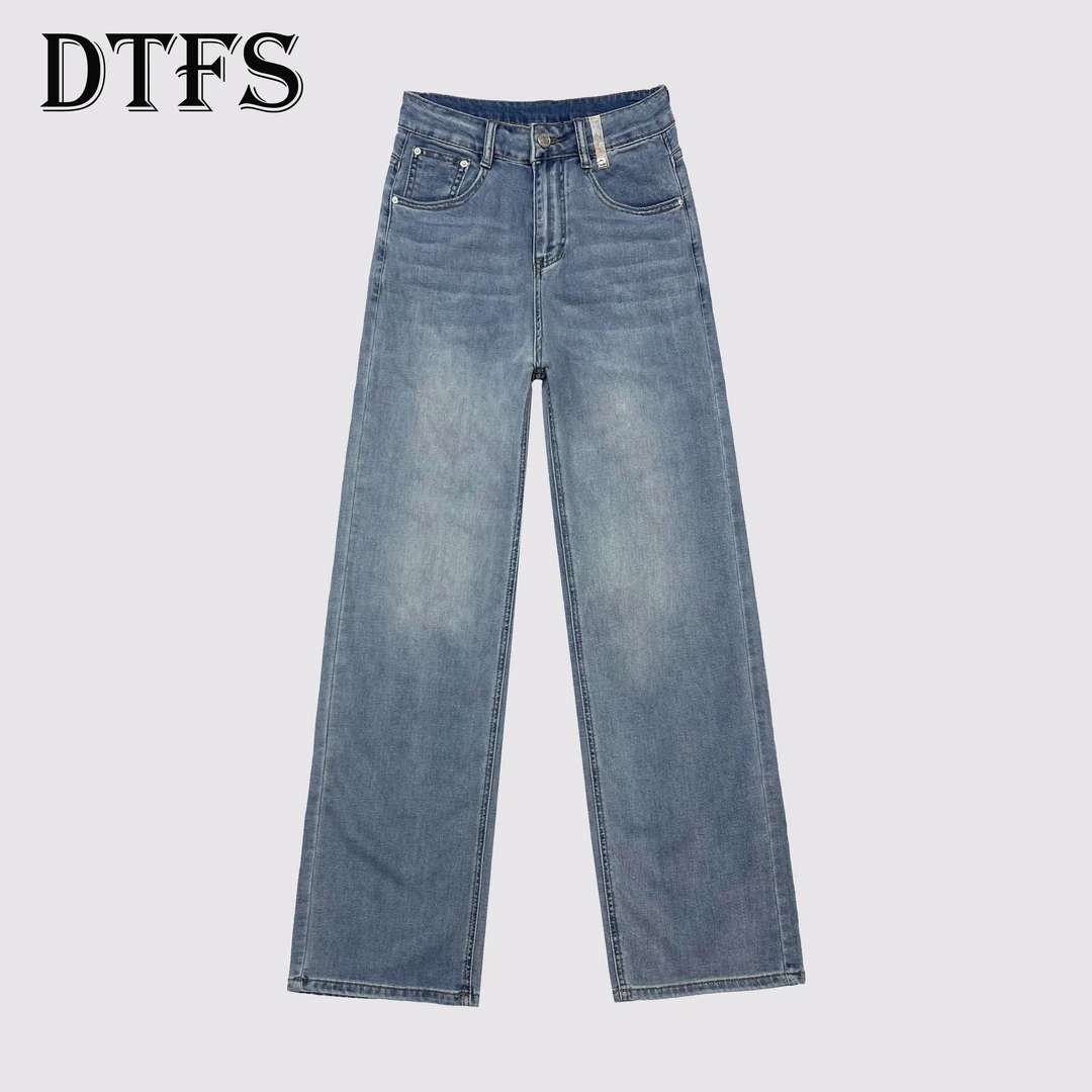 潮牌ins做旧水洗直筒牛仔裤复古潮流宽松百搭女裤A9668