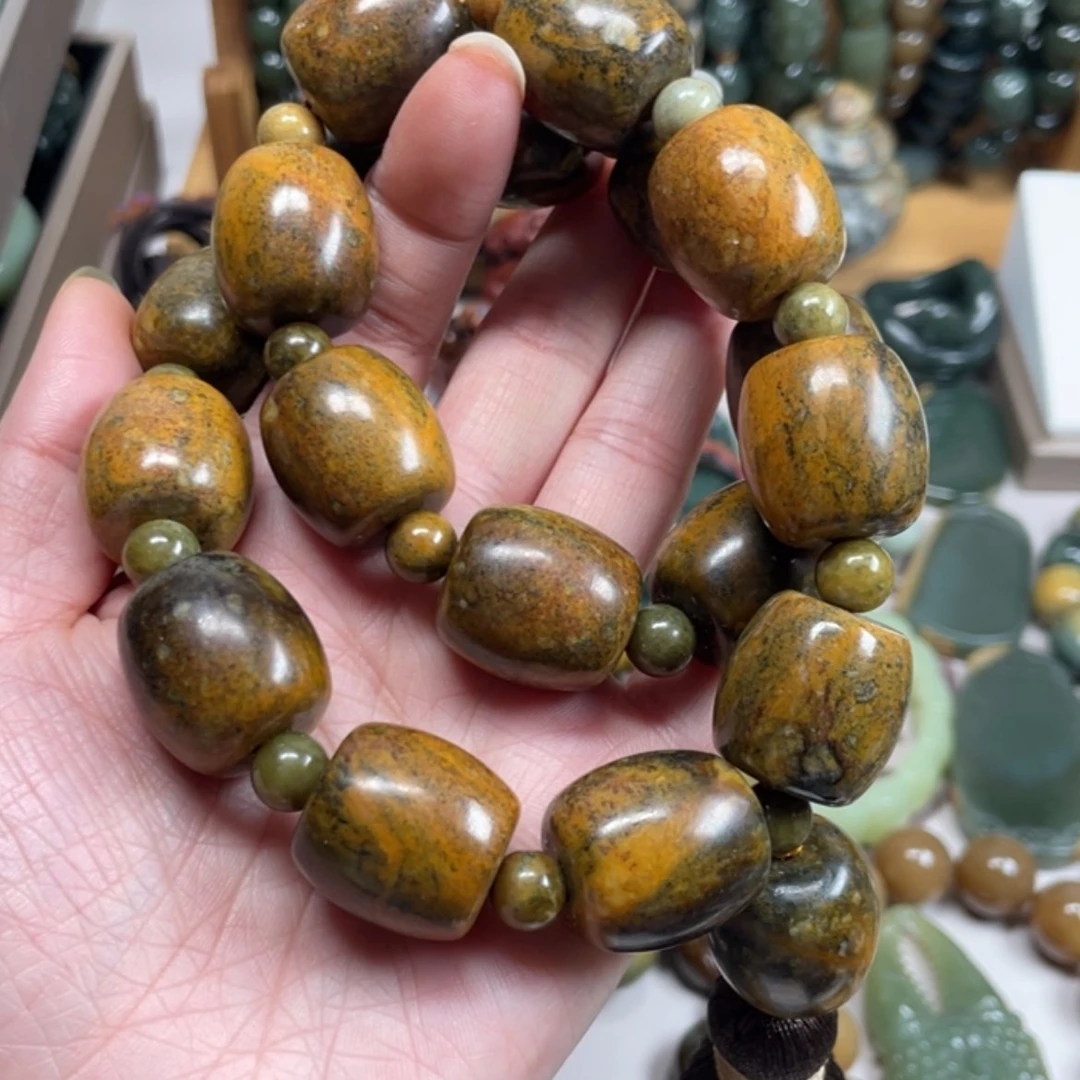 【闪购商品】岫岩河磨玉（透闪石质玉）手链未镶嵌木***禾