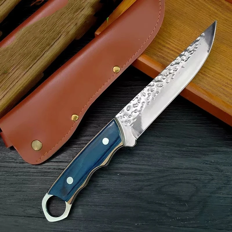 （新疆包邮）蓝白高硬度镜光面屠宰刀剔骨刀分割刀锋利专用刀刀具