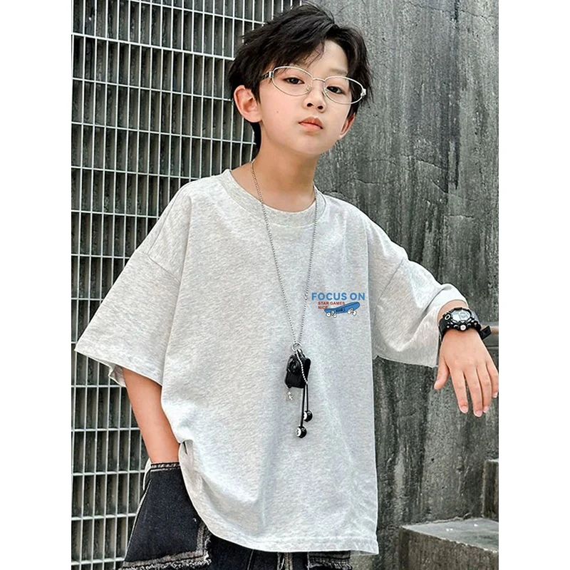 男童短袖T恤潮牌上衣衣服2025夏季新款夏装时尚酷t宝宝男女孩童装