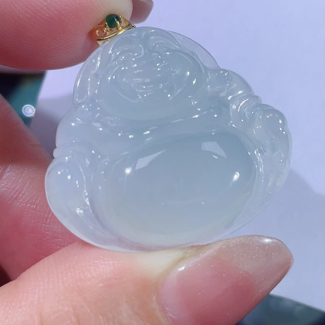 翡翠18K金镶嵌颈饰佛公