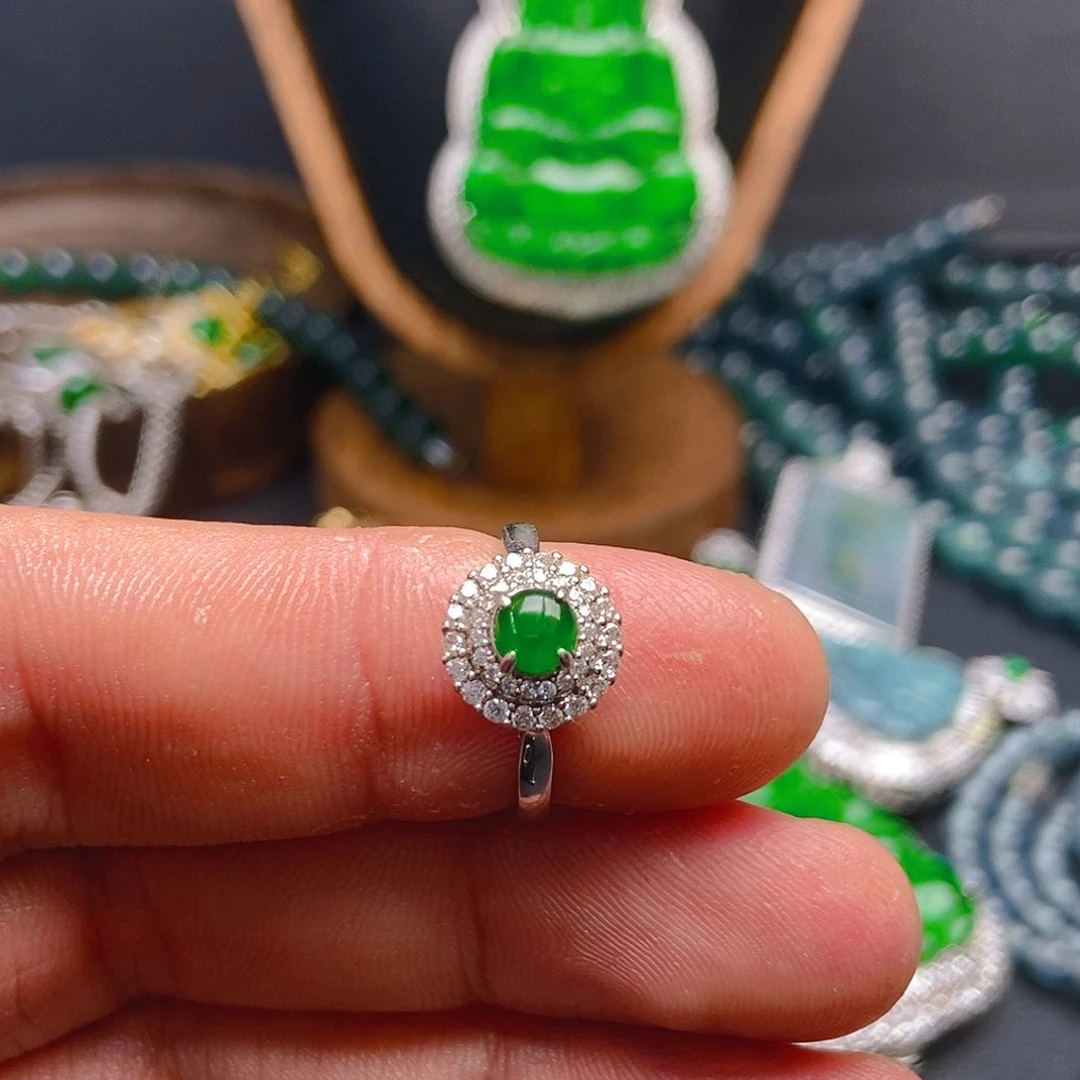 翡翠戒指银S925镶嵌522戒指