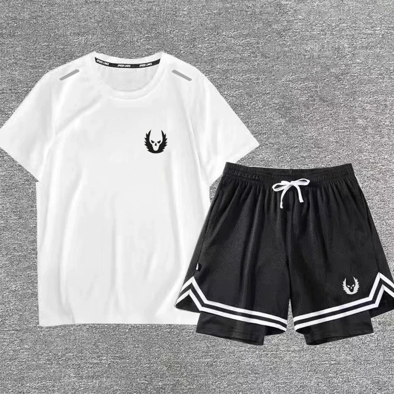 俄勒冈夏体育生训练服速干短袖短裤运动套装夏季篮球跑步健身衣服