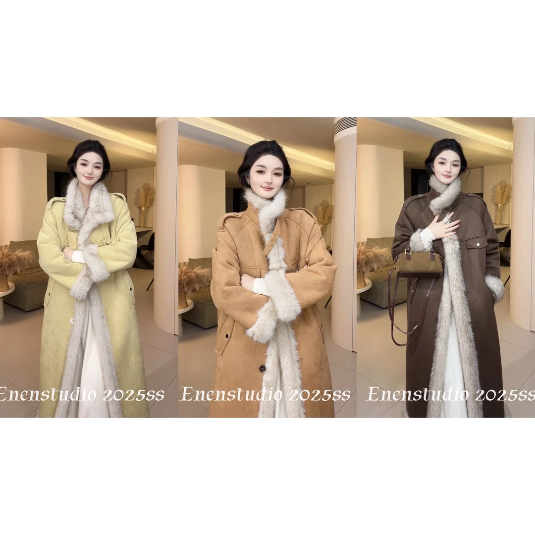 25新款极简风中长款拼接冬季外套气质设计师显瘦韩版   5818