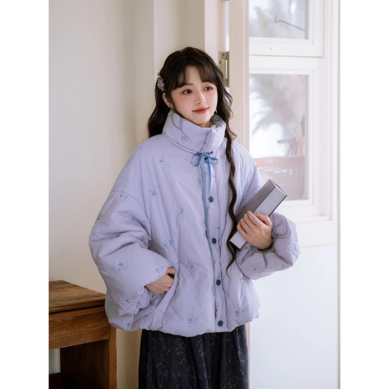 南风谷【蓝梦岛】花卉刺绣秋冬加绒外套