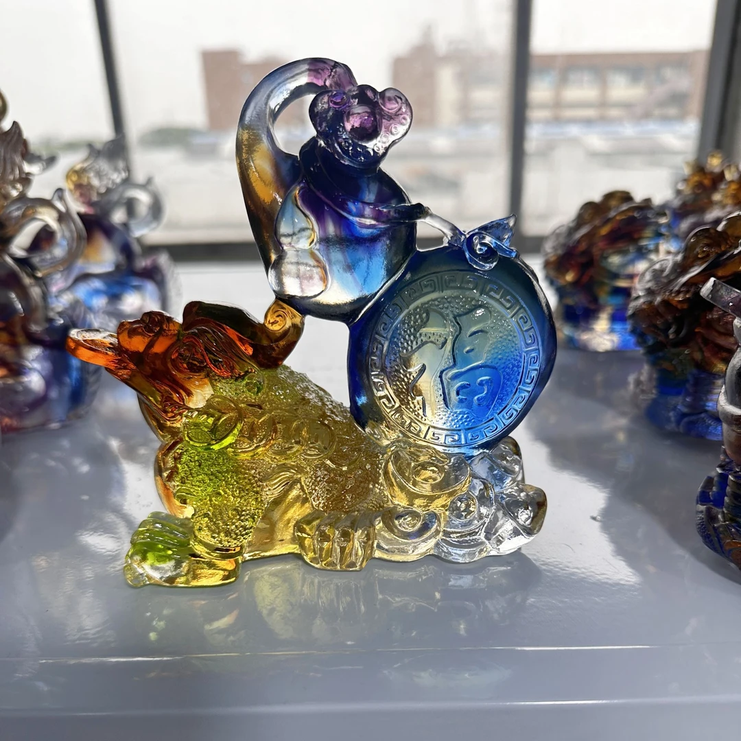 B246  福禄金蟾【琉璃撤柜捡漏】非遗传承琉璃摆件车挂