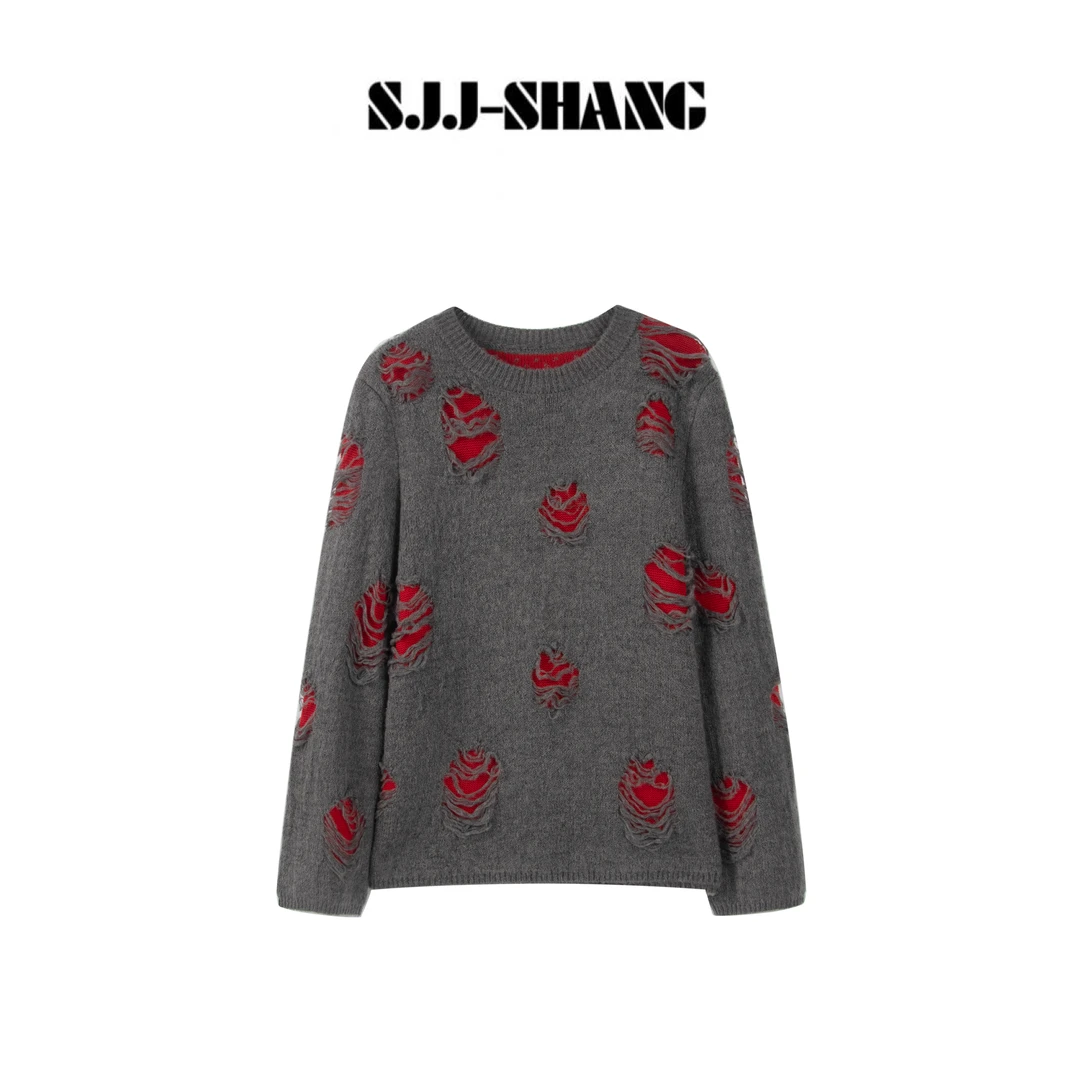 SJJ-SHANG【影缕】私服系列镂空随性羊毛混纺柔软针织毛衣q135417p