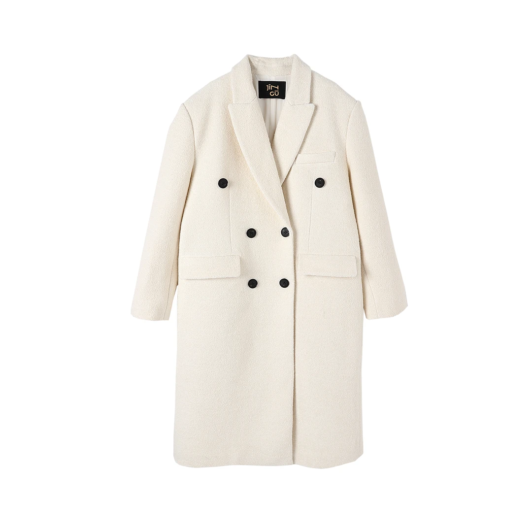 晶咕白标款~气质款羊绒西装呢子大衣格纹复古双排扣冬季