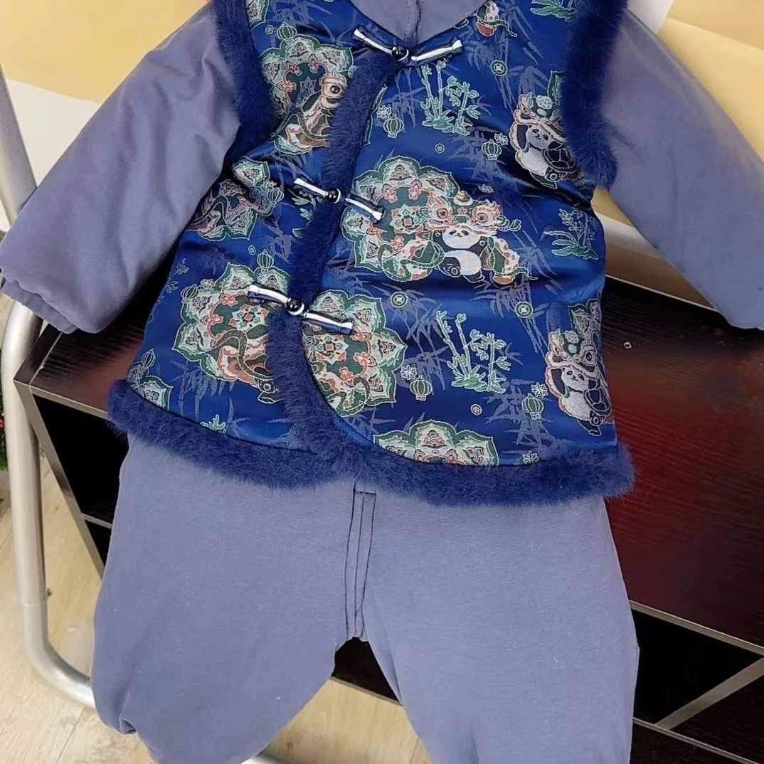 宝宝新疆长绒棉棉花分体套装，可开档90码穿85身高