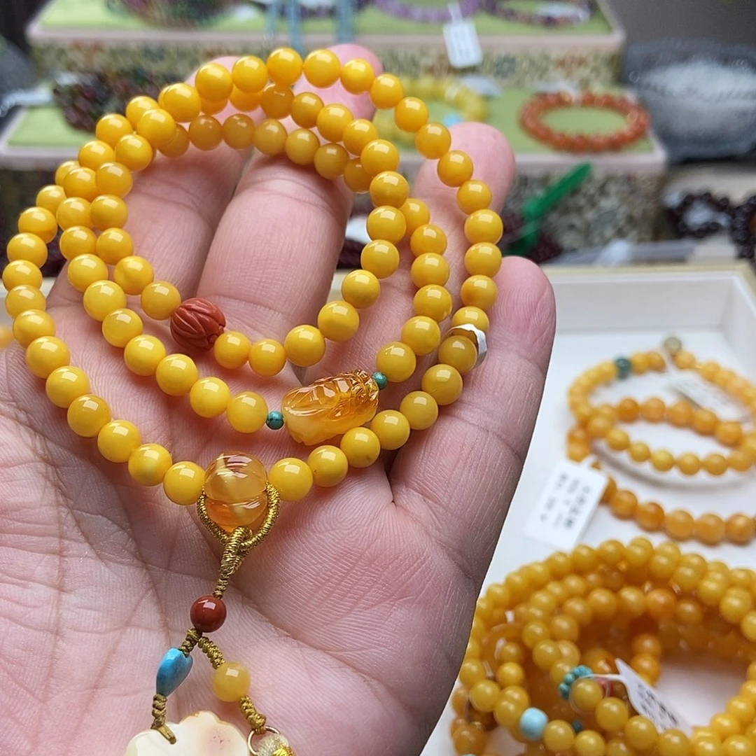 养***.琥珀未镶嵌手链6毫米