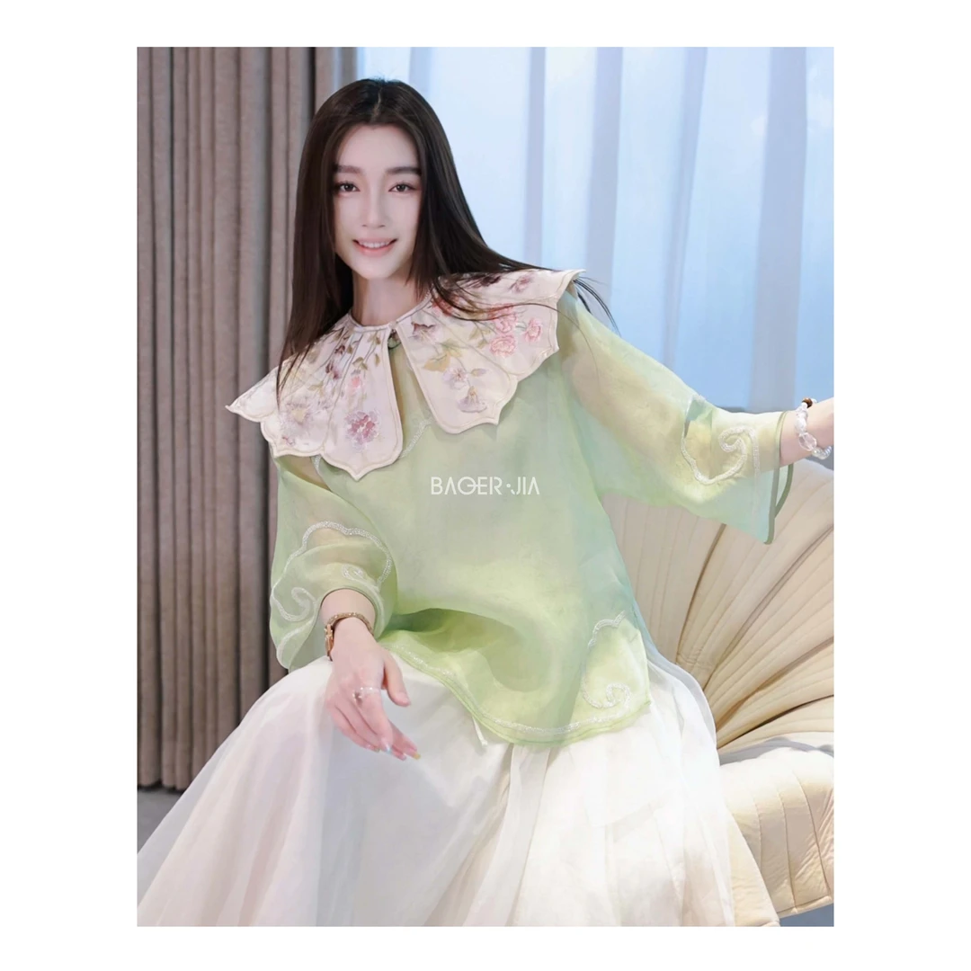 66-宝儿家含幂BK90525204夏季新款穿搭如意襟桑蚕丝轻薄上衣