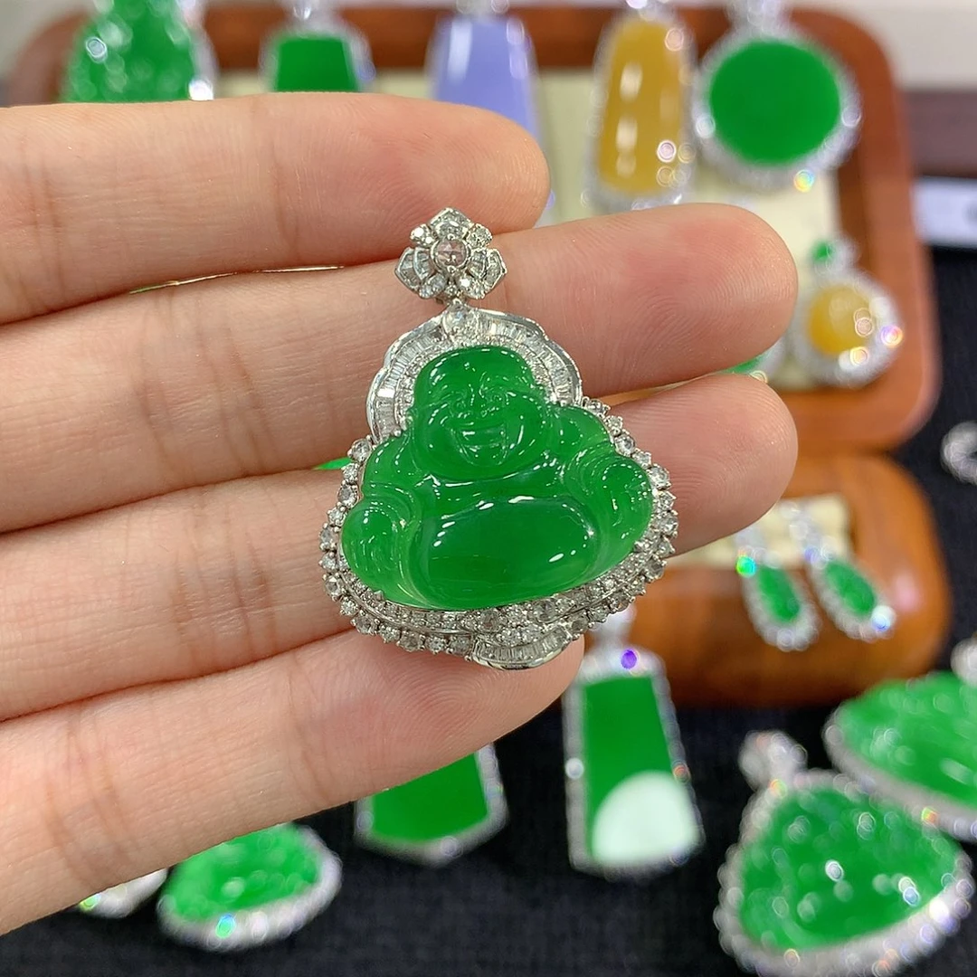 【闪购商品】翡翠18K金镶嵌吊坠(不含链)佛公
