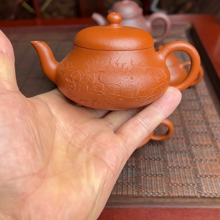 紫砂茶壶黄龙山朱泥、生砂半手工