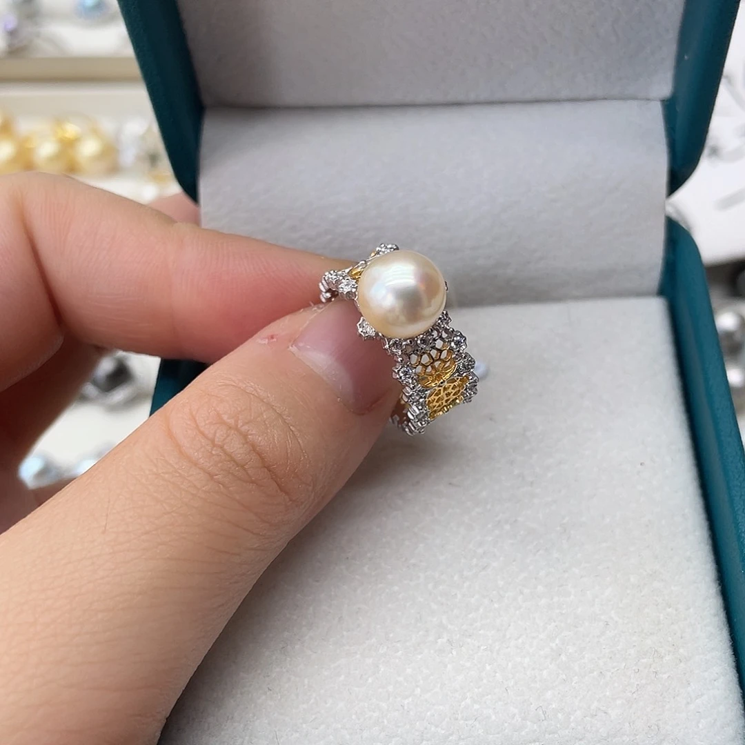 海水珍珠戒指银S925镶嵌