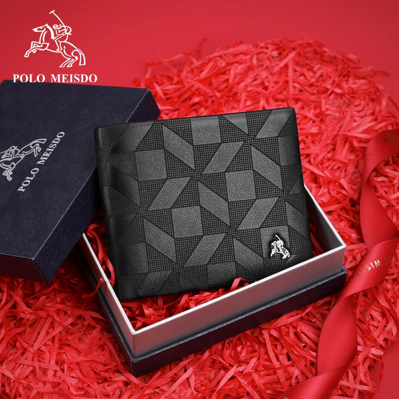 正品男士钱包真皮短款牛皮时尚高档保罗钱夹轻奢品牌送生日礼物