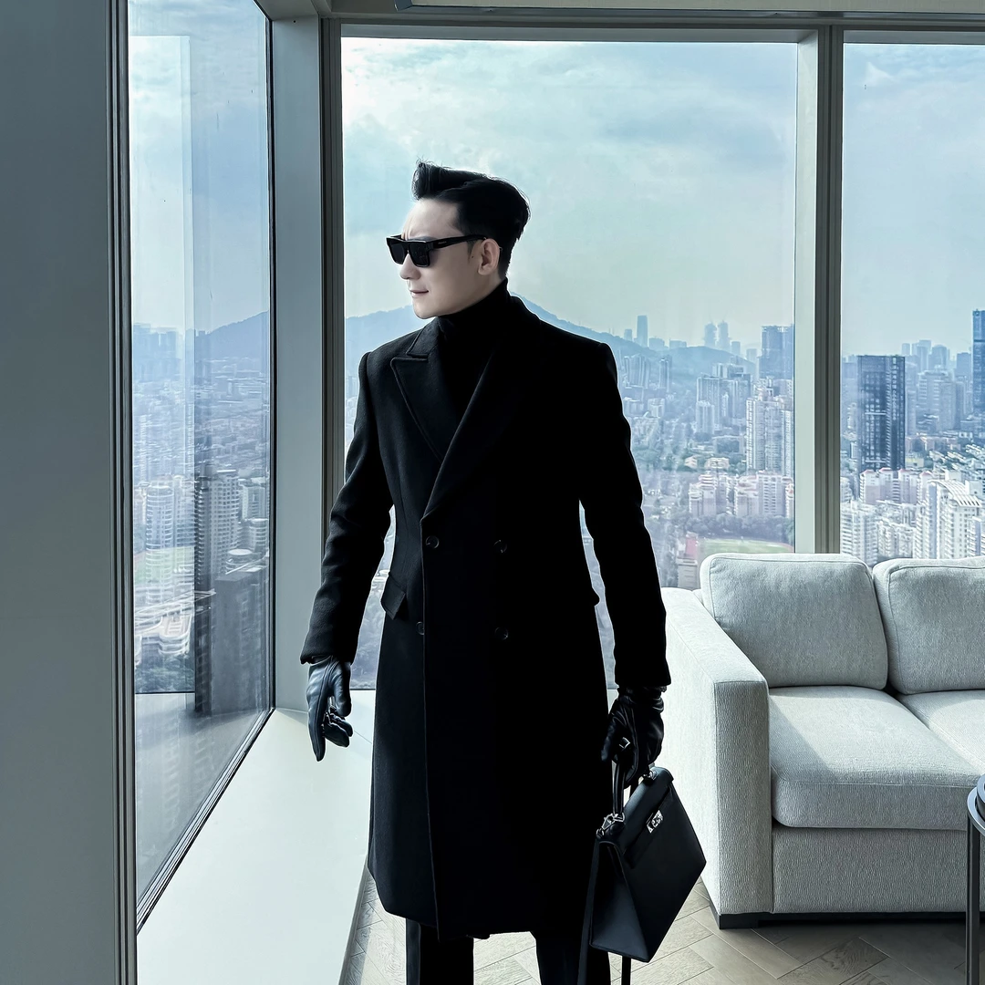 【DAIO ETHAN】【黑法圣马丁】冬季男高级中长款大衣纯色修身大衣外套