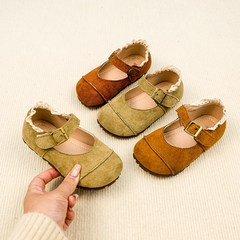 女童复勃肯鞋春秋新款森系公主鞋洛丽塔蕾丝花边单鞋6159